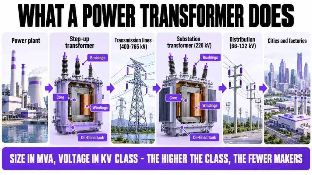 What a power transformer does