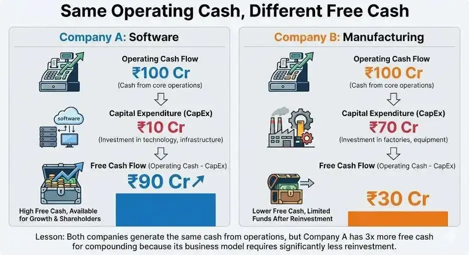 Same operating different free cash Same operating different free cash