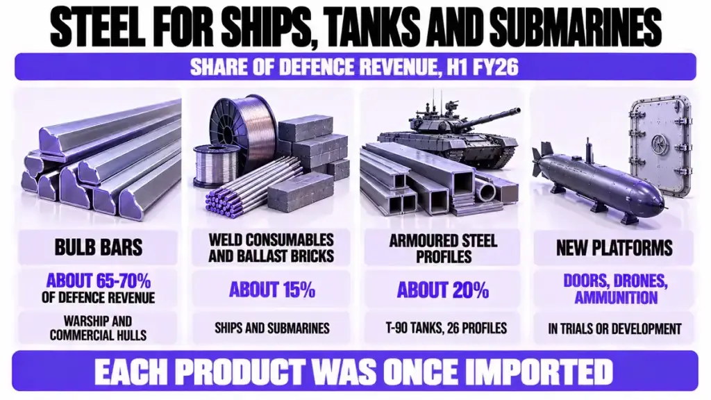 Steel for ships, tanks and submarines