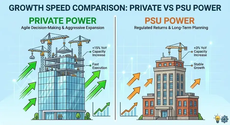Growth speed comparison private vs psu power
