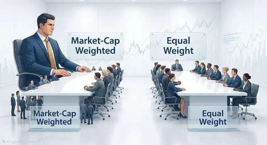 Market cap vs equal weight illustration Market cap vs equal weight illustration